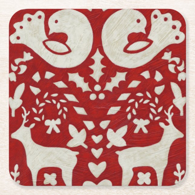 Christmas Joy II Square Paper Coaster (Front)