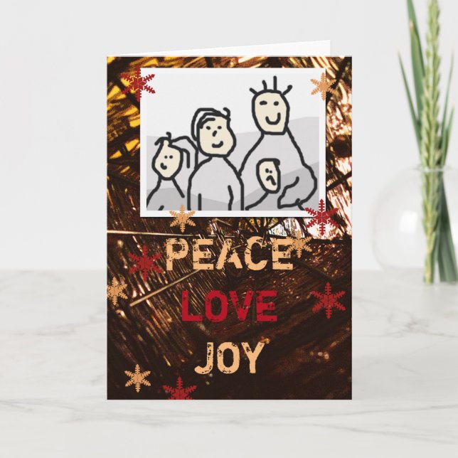 Christmas Joy Love Peace Seasonal with Photo Holiday Card (Front)