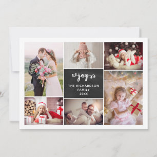 Christmas Joy   Multi Photo Grid Chalkboard Look Holiday Card