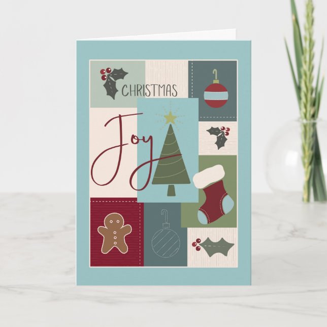 Christmas Joy Patchwork Quilt Appearance Card (Front)