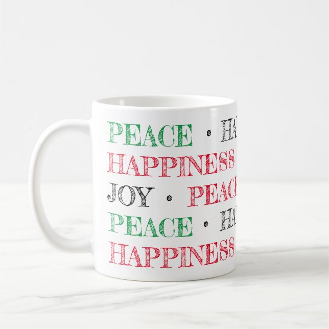 Christmas Joy Peace Happiness Coffee Mug (Left)