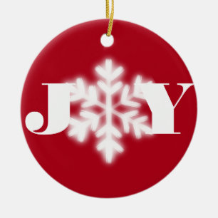  Christmas Joy personalise minimalist elegant snow Ceramic Tree Decoration