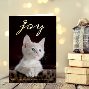 Christmas Joy   Pet Photo Real Foil Holiday Card