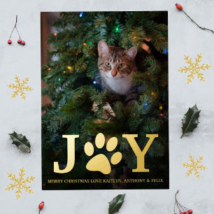 Christmas Joy   Pet Photo Real Foil Holiday Postcard