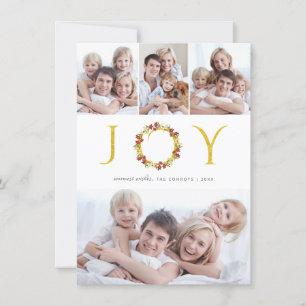 Christmas Joy Photo Collage Gold Faux Foil Holiday