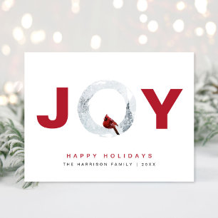 Christmas Joy Red Cardinal Watercolor Holiday Postcard
