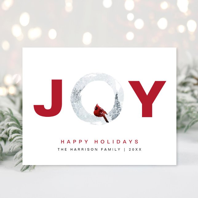 Christmas Joy Red Cardinal Watercolor Holiday Postcard (Creator Uploaded)