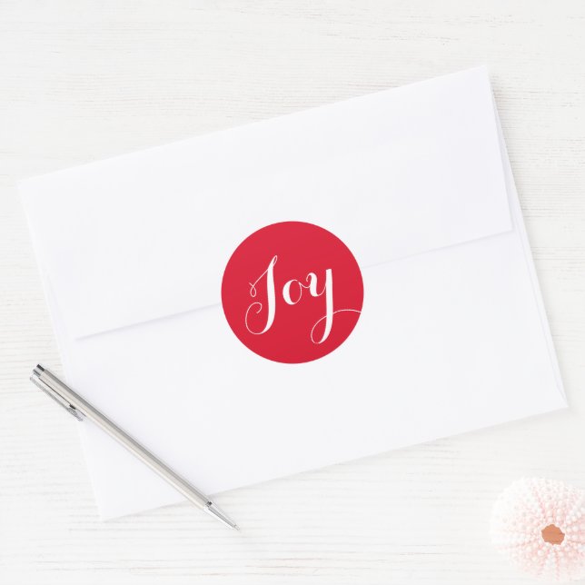 Christmas Joy Red White Typography Envelope Seal (Envelope)