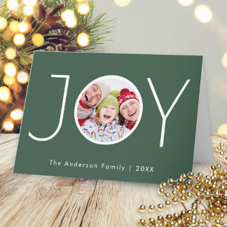 Christmas Joy Sage Green Custom Photo Holiday Card