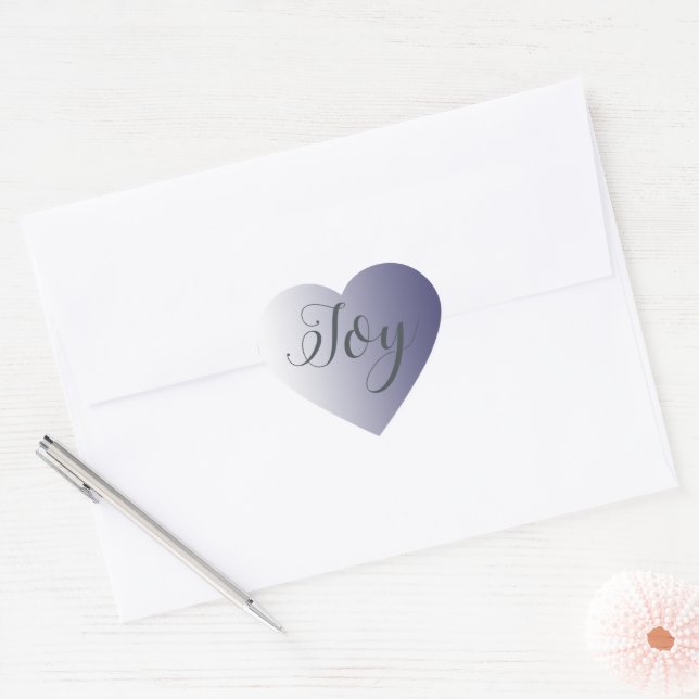Christmas Joy Shiny Navy Blue Ombre Heart Sticker (Envelope)