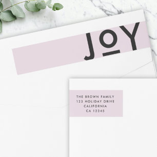 Christmas Joy   Soft Lilac Purple Minimal Address Wrap Around Label