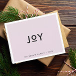 Christmas Joy | Soft Lilac Purple Minimal Simple Holiday Card<br><div class="desc">Simple, stylish, trendy "joy" folded holiday card with modern minimalist typography in black on a lilac purple pink pastel background framed by a simple white border. The name and year can be easily customised for a personal touch. A quirky, minimal christmas card to stand out from the crowd! #christmas #card...</div>
