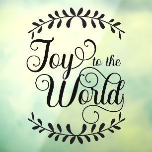 Christmas Joy To The World Black Business Window Cling