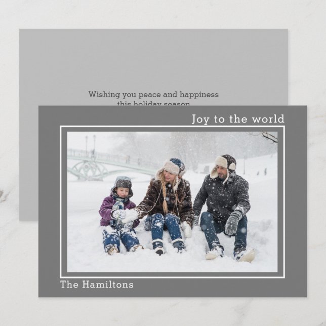 Christmas Joy To The World Photo Personalised Card (Front/Back)