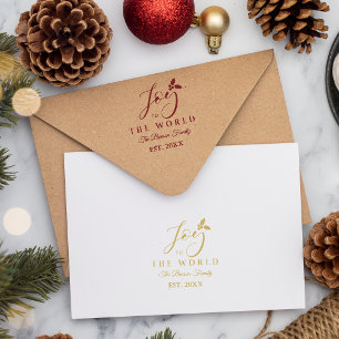 Christmas Joy to the World Quote Whimsical Script Rubber Stamp