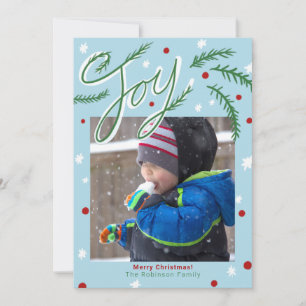 Christmas Joy Tree Trims and Snow Photo Card