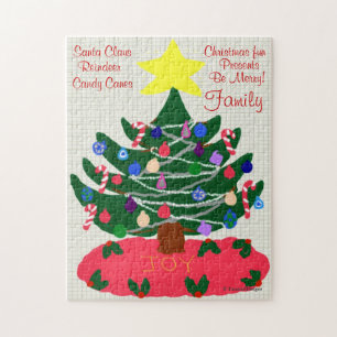 Christmas JOY Tree Yellow Star Holiday Jigsaw Puzzle