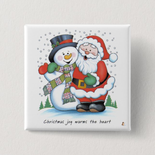 Christmas Joy Warms The Heart 15 Cm Square Badge (Front)