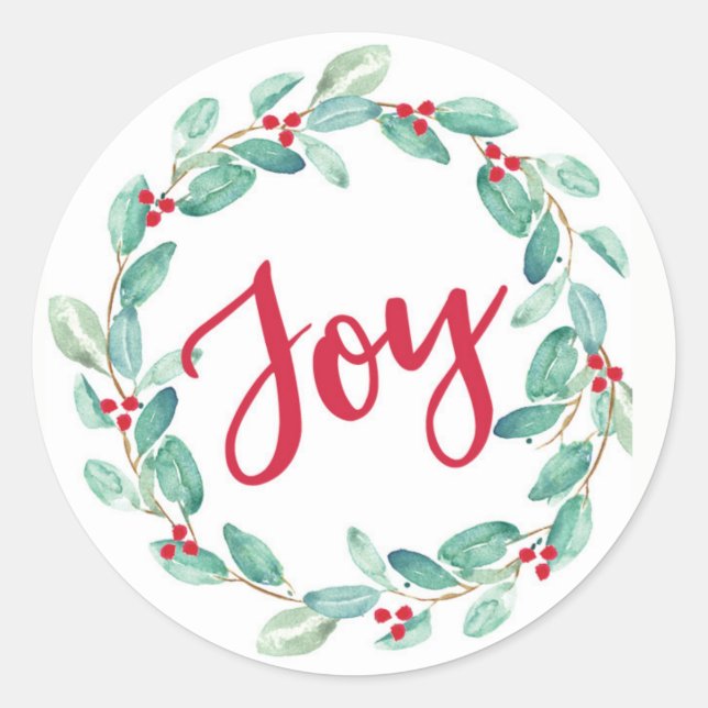 Christmas Joy watercolor wreath stickers (Front)