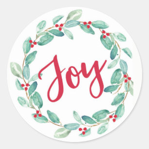 Christmas Joy watercolor wreath stickers