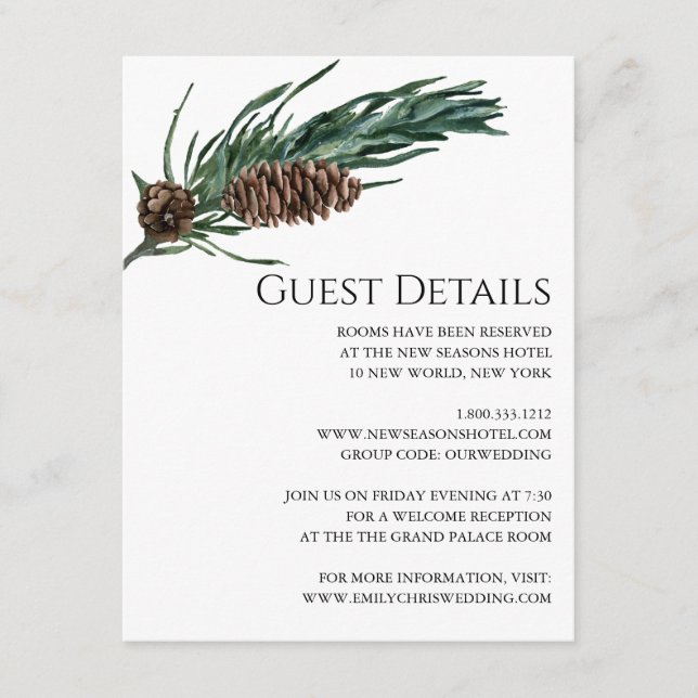 Christmas Joy | Winter Watercolor Guest Detail Enclosure Card (Front)