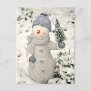 Christmas Joy with Smiling Snowman Postcard