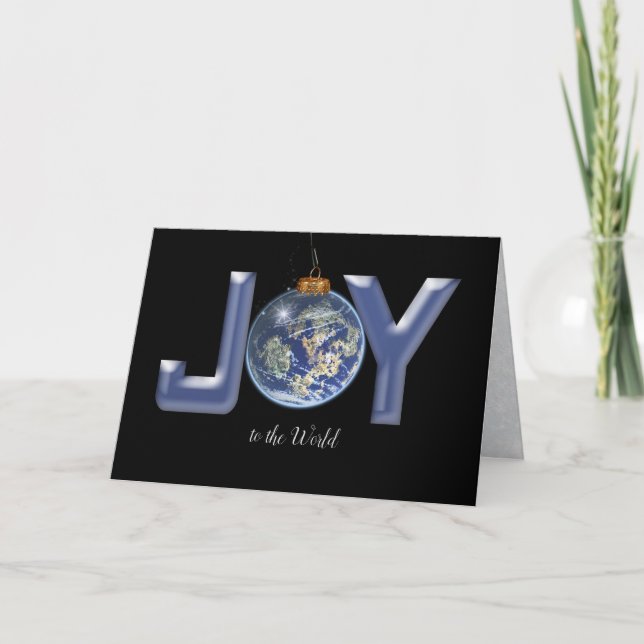 Christmas Joy world on black Holiday Card (Front)