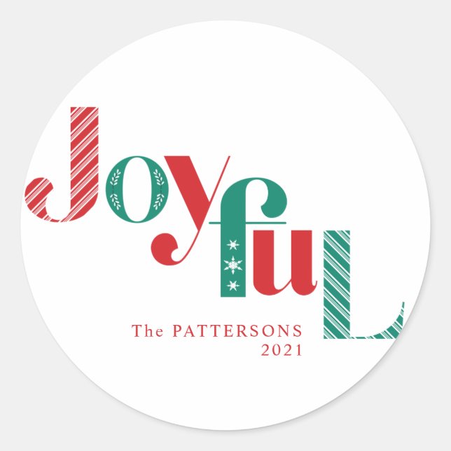 Christmas Joyful Classic Round Sticker (Front)