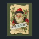 Christmas, Joys be Thine Holiday Postcard<br><div class="desc">Vintage victorian Santa Claus postcard image.</div>