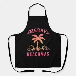 Christmas July Coastal Beach Merry Beachmas Palm Apron