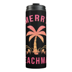 Christmas July Coastal Beach Merry Beachmas Palm Thermal Tumbler