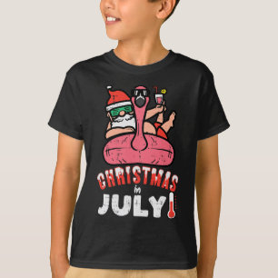 Christmas July Santa Flamingo Pool Float Xmas Men T-Shirt