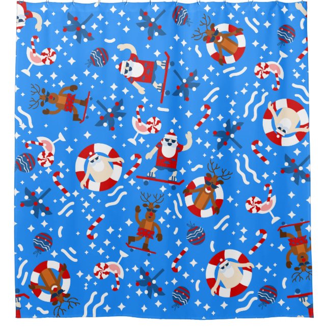 christmas july skater santa claus skateboard shower curtain (Front)