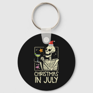 Christmas July Skeleton Flamingo Funny Summer Xmas Key Ring