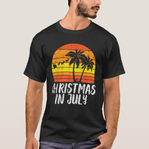 Christmas July Sunset Palm Trees Xmas Beach Men Wo T-Shirt