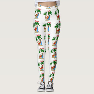 christmas july tropical santa claus leggings