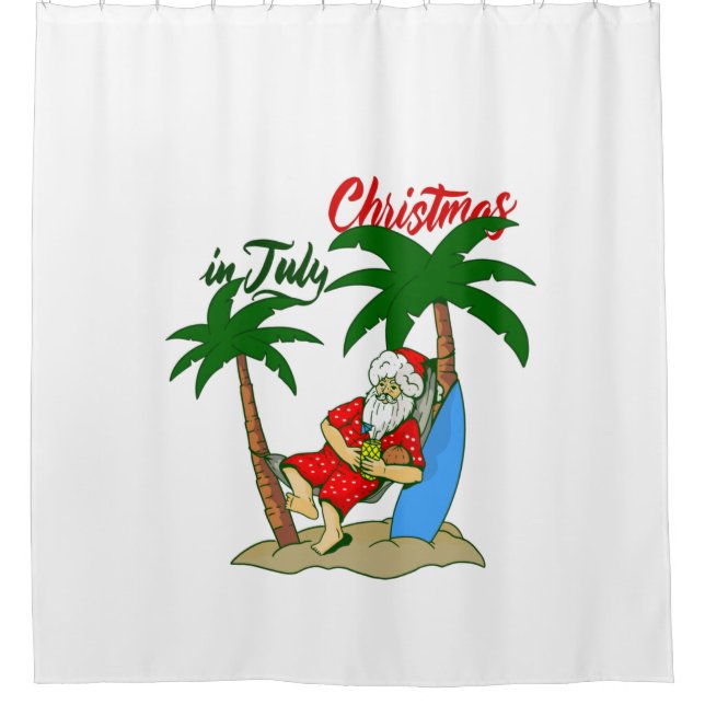 christmas july tropical santa claus shower curtain (Front)