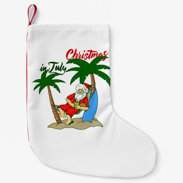 christmas july tropical santa claus small christmas stocking (Front)