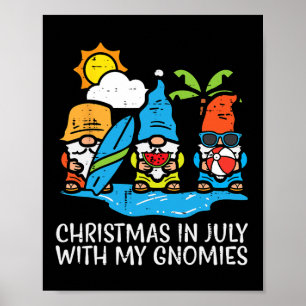 Christmas July With Gnomies Xmas Beach Gnome Men W Poster