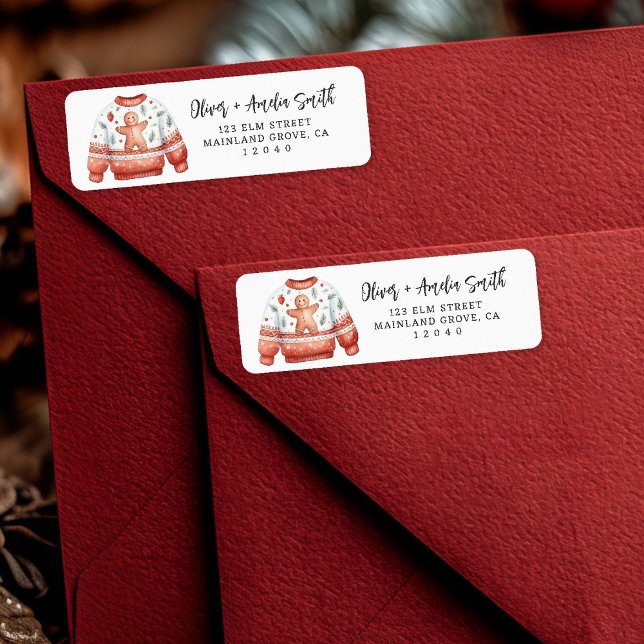 Christmas Jumper Return Label (Sweet and festive 🍪 Add holiday charm with this cute gingerbread sweater label.)