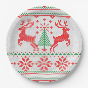 Christmas Jumper Style Knitting Pattern Paper Plate