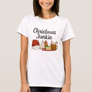 Christmas Junkie Dessert Print Cozy Xmas graphic T-Shirt