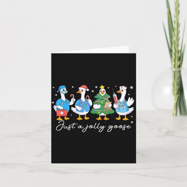 Christmas Just A Jolly Goose Nurse Cute Medical St Card (Front)