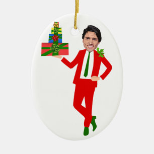 christmas justin trudeau ceramic tree decoration
