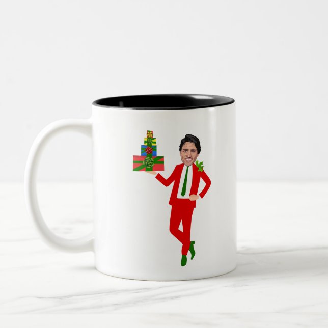 christmas justin trudeau Two-Tone coffee mug (Left)
