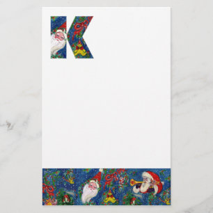 CHRISTMAS K LETTER / SANTA CLAUS WITH RED RIBBON STATIONERY