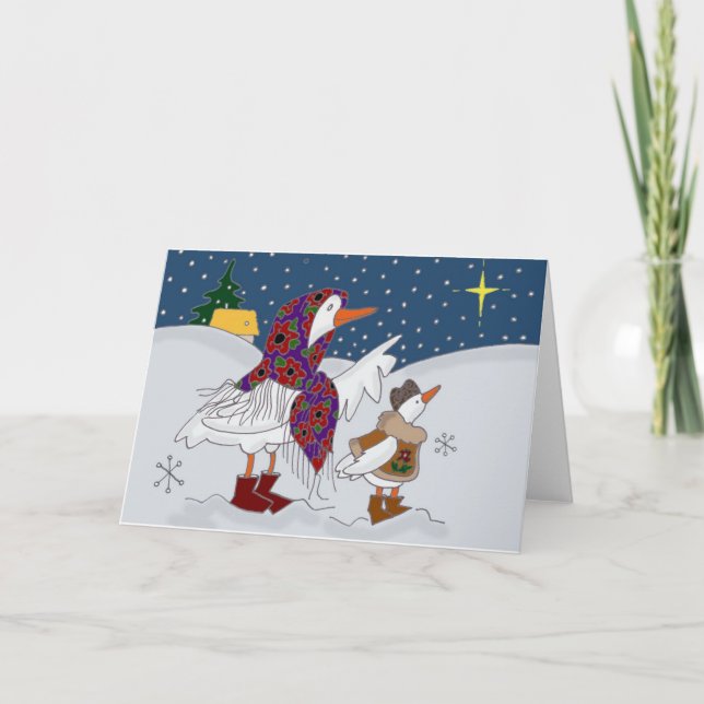 Christmas Kachka (Duck) Ukrainian Folk Art Holiday Card (Front)