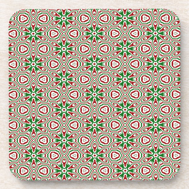 Christmas Kaleidoscope Pattern Coaster (Front)