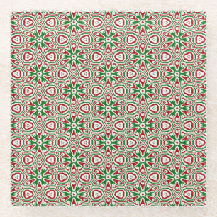 Christmas Kaleidoscope Pattern Glass Coaster