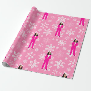 christmas kamala harris santa icy pink wrapping paper